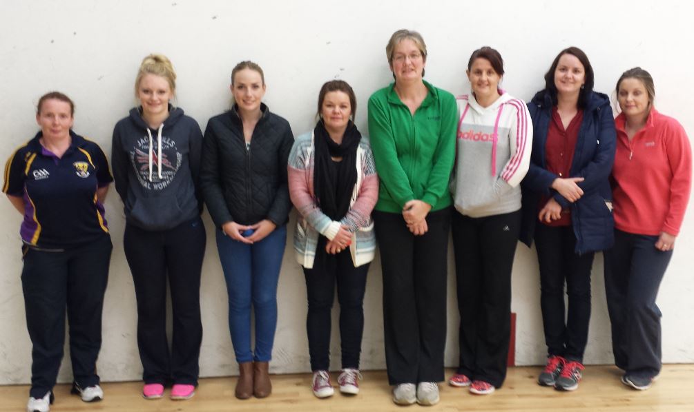 Bring it on! Some of those intending to take part in the Beginners Tournament  were at St. Josephs Handball Centre on Wednesday night. Left to right; Virginia Hanrahan, Niamh O'Gorman, Márie Busher, Marguerite Keeling, Catherine O'Connor, Niamh Howlin, Caroline kehoe, Claire Cousins