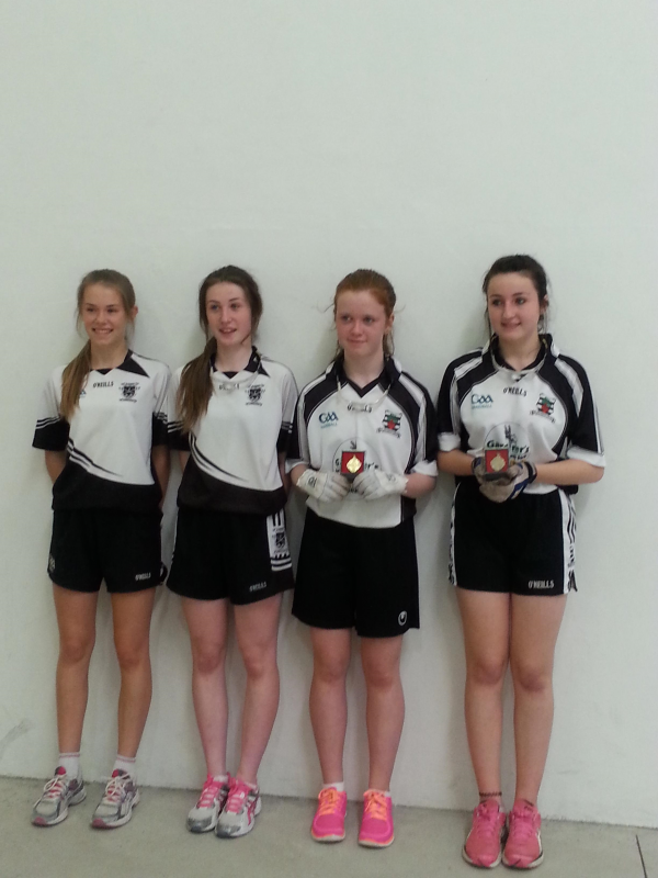 Girls under 15 doubles winners Coolgreaney with runners up St. Josephs