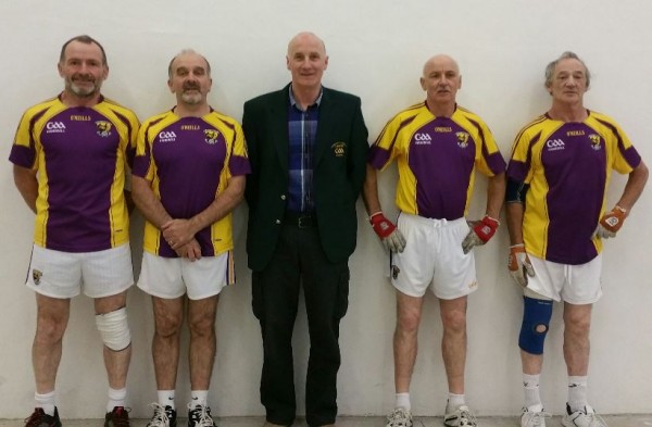 It was honours shared in the Emerald Masters B Leinster finals with Jimmy Dunne (1st on left) beating Michael Rossiter (3th on left) in the singles, but Michael Rossiter and Billy Rossiter gor their revenge in the doubles defeating Jimmy Dunne and Tom Byrne