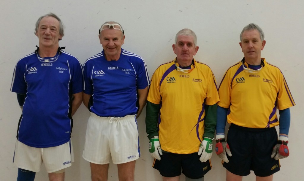 Billy Rossiter and Sonny Shiels, Ballyhogue retained their county Diamond Masters A Doubles title at Piercestown recently when they were comprehensive 21-6, 21-10 winners over Ned Buggy and Mick Flood, St. Mary's