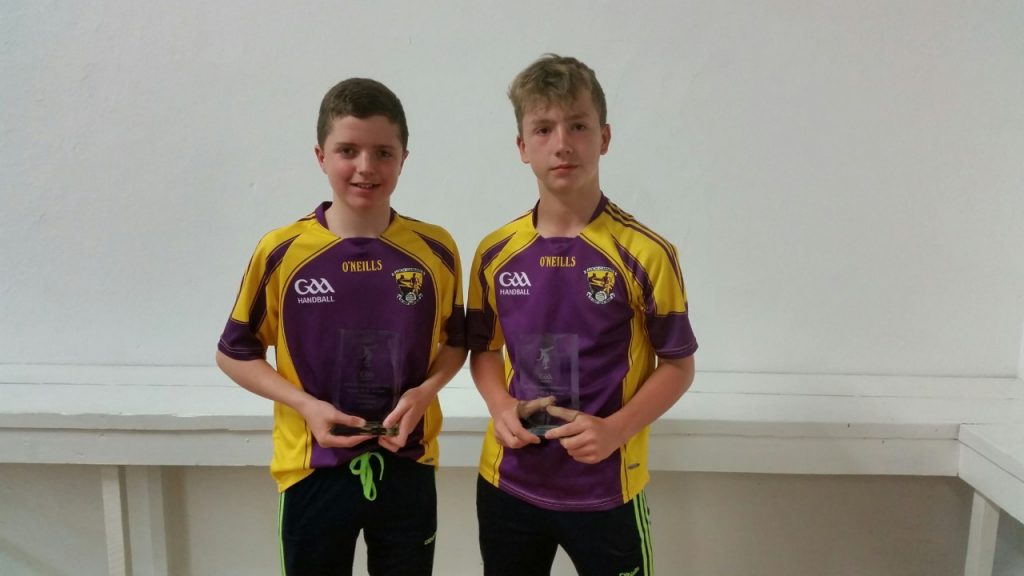 Mark Doyle, Taghmon and Josh Kavanagh, St. Josephs who added another fantastic achievement to their list of successes by winning the under 13 doubles at the 60x30 Nationals last weekend. This young pairing have developed a terrific partnership in recent years and have won everything up to and including the world title. They defeated the outstanding Kilkenny partnership of Billy Drennan and Jack Doyle 11-8 in a tense tiebreaker in the final.