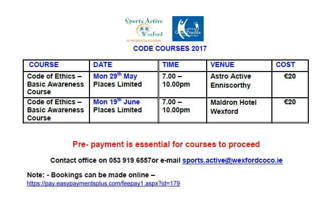 Code OF Ethics Course Dates 