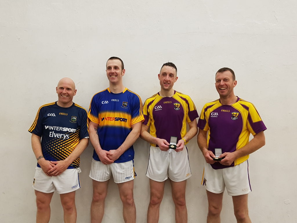 Eddie Farrell and Paul Mullins, Tipperary who lost their masters A doubles title to Gavin Buggy and John Roche, Wexford